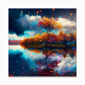 Autumn Trees In A Lake Canvas Print