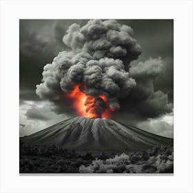 Black And White Image Of A Volcano 3 Canvas Print