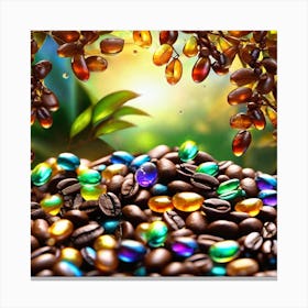 Coffee Beans With Colorful Beads Canvas Print
