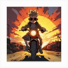 Boy On A Motorcycle 1 Canvas Print