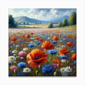 Poppies In The Meadow 3 Canvas Print