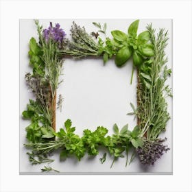 Frame Created From Herbs On Edges And Nothing In Middle (1) Canvas Print