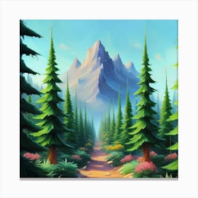 Path To The Mountains trees pines forest 1 Canvas Print