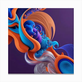 Default Abstract Digital Artwork Fluid Shapes In Vibrant Blues 1 Canvas Print