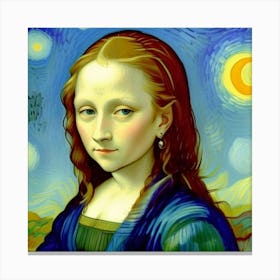 Mona Lisa Reimagined Youthful Beauty Captured Canvas Print