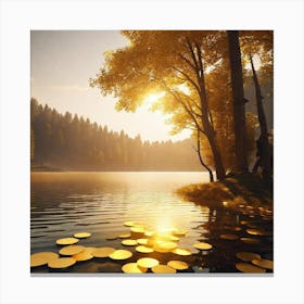 Golden Lily Pond Canvas Print