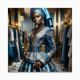 Afrofuturism Blue Dress-1 Canvas Print