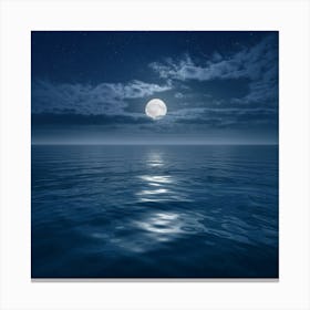 Full Moon Over The Ocean Canvas Print