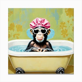 Chimp In The Bath Canvas Print
