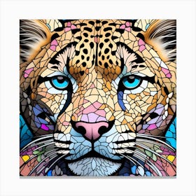 Stained Glass Cheetah pop art Canvas Print