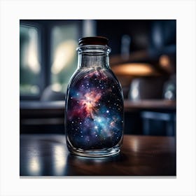 Galaxy Inside Glass Bottle Canvas Print
