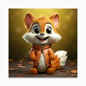 Fox In Autumn Leaves Canvas Print