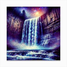 Futuristic Waterfall Supernatural Experiential Wall Art on Canvas Canvas Print