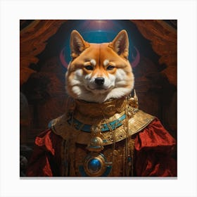 cinematic bust portrait of psychedelic shiba inu, head and chest only, exotic alien features, Tim Hildebrandt, Wayne Barlowe, Bruce Pennington, donato giancola Canvas Print
