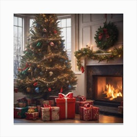 Christmas Tree In The Living Room 93 Canvas Print