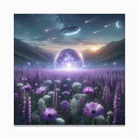 Aliens And Flowers Canvas Print