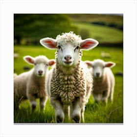 Nature Wool Farm Animal Herd Countryside Grass Sheep Mammal Green Landscape Farming Meado (4) Canvas Print