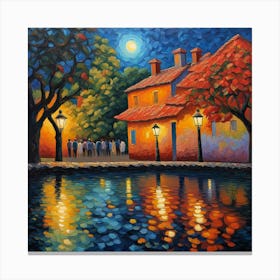 Night By The Pond Canvas Print