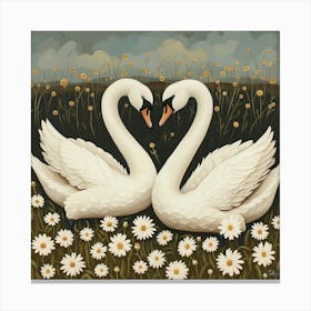Swans Fairycore Painting 2 Canvas Print