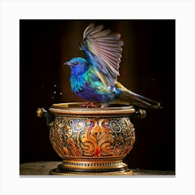 Firefly Iridescent Bird Rising From A Baroque Paint Pot 1622 (2) Canvas Print