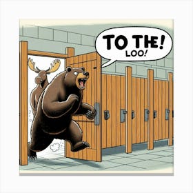 Bear In The Bathroom Canvas Print