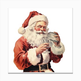 Santa Claus Drinking A Glass Of Wine Canvas Print