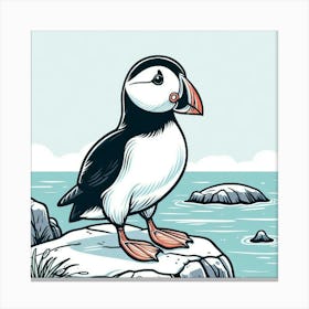 Line Art puffin 3 Canvas Print