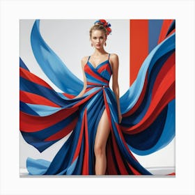 Blue And Red Dress 1 Canvas Print