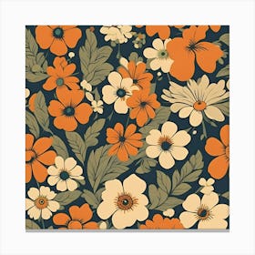 70s Retro Flower Print Canvas Print