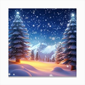 A Captivating Digital Render Of A Snowy Winter Banner Twinkling Magic Snowflakes Flirting With The Canvas Print