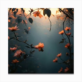 Sunset With Flowers Canvas Print