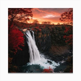 Waterfall At Sunset Canvas Print