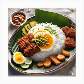 The National Dish of Malaysia: Nasi Lemak Ready to Enjoy Canvas Print