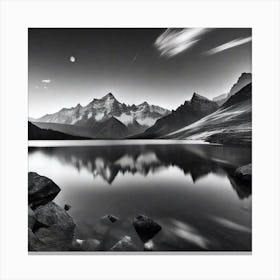 Black And White Mountain Landscape 3 Canvas Print
