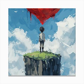 Boy With The Red Heart Canvas Print