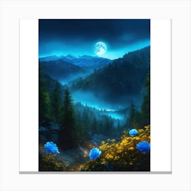 Moonlight In The Mountains 3 Canvas Print