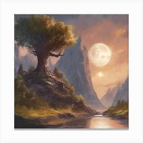 Tree In The Mountains Canvas Print