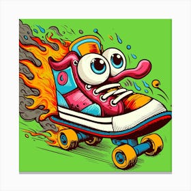 Flaming Skateboard Canvas Print