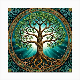 Celtic Tree Of Life, A Tree Of Life With Interconnected Roots And Branches Representing Unity And Growth Canvas Print