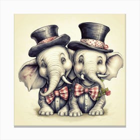 Elephants In Top Hats Leinwandbild