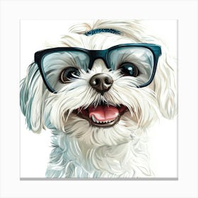 Dog With Glasses 61 Canvas Print