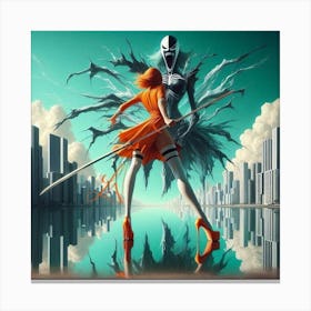 Girl And A Skeleton 1 Canvas Print