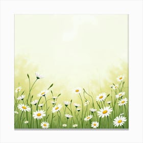 A Watercolor Field Of Daisies Swaying In The Breeze Canvas Print