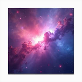 A Watercolor Nebula Glowing In Vibrant Hues Of Pink, Purple, And Blue 1 Canvas Print