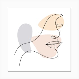 Line Drawing Of A Woman'S Face Canvas Print