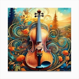 Violin In The Forest Canvas Print