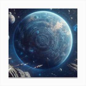 Spaceships And Planets 2 Canvas Print