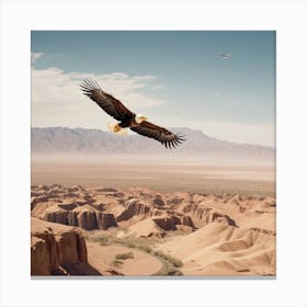 Eagle Soaring Over Desert Canvas Print