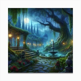 Fairy Garden At Night 1 Canvas Print