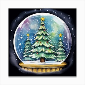 Snow Globe With Christmas Tree Canvas Print